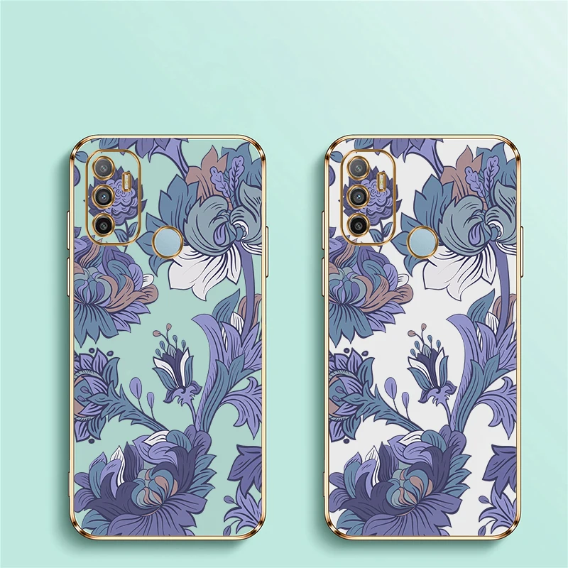 السيليكون للصدمات جراب هاتف ل ممن لهم A37 A36 A35 A33 2020 A32 A31 A54 A53S A53 A52 A39 A38 لينة بولي يوريثان خمر زهرة طباعة غطاء