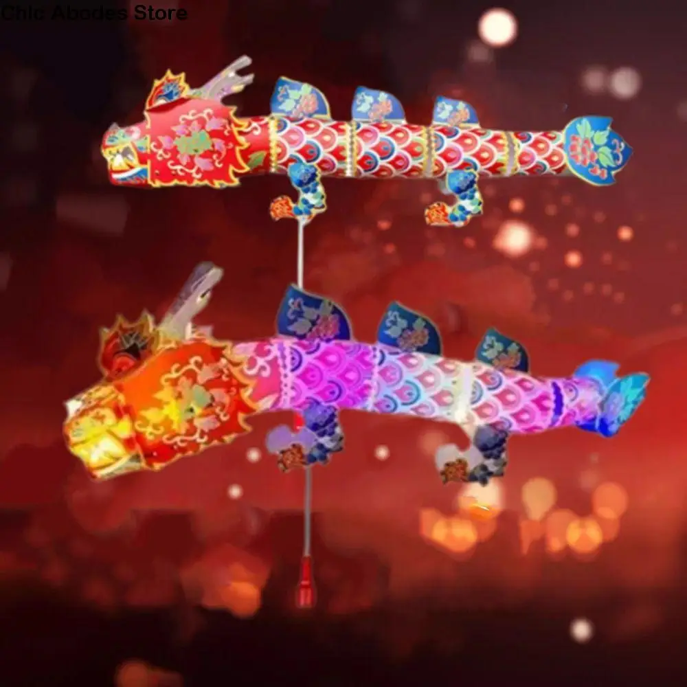 

Exquisite Handmade Dragon Lantern Waterproof Chinese Style Handheld Dancing Dragon Toy Plastic Glowing DIY Material Bag Party