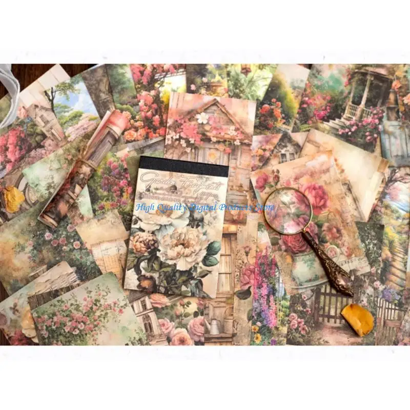 

U2JE 100 Sheets Scrapbooking Backgrounds Paper Aesthetic Decorative Paper for Journaling Card Making Gift Wrapping Decoration