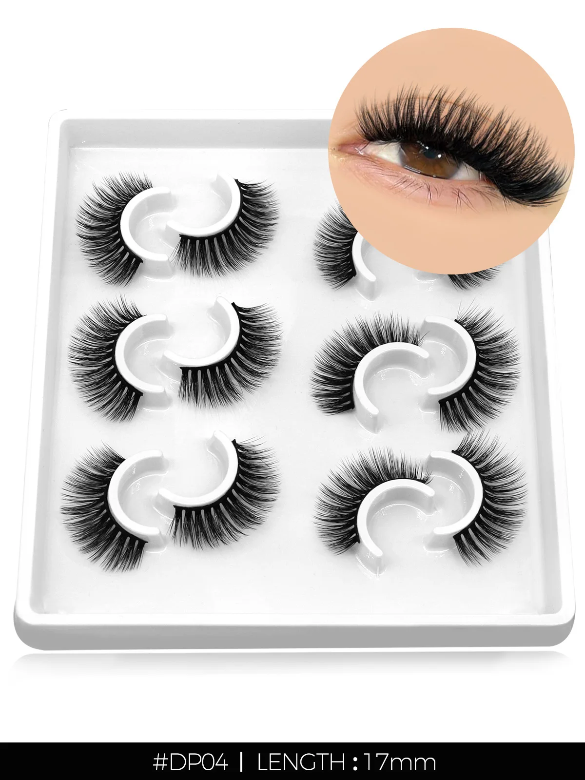 3D Natural False Lashes, Cat Eye, 6 Pairs