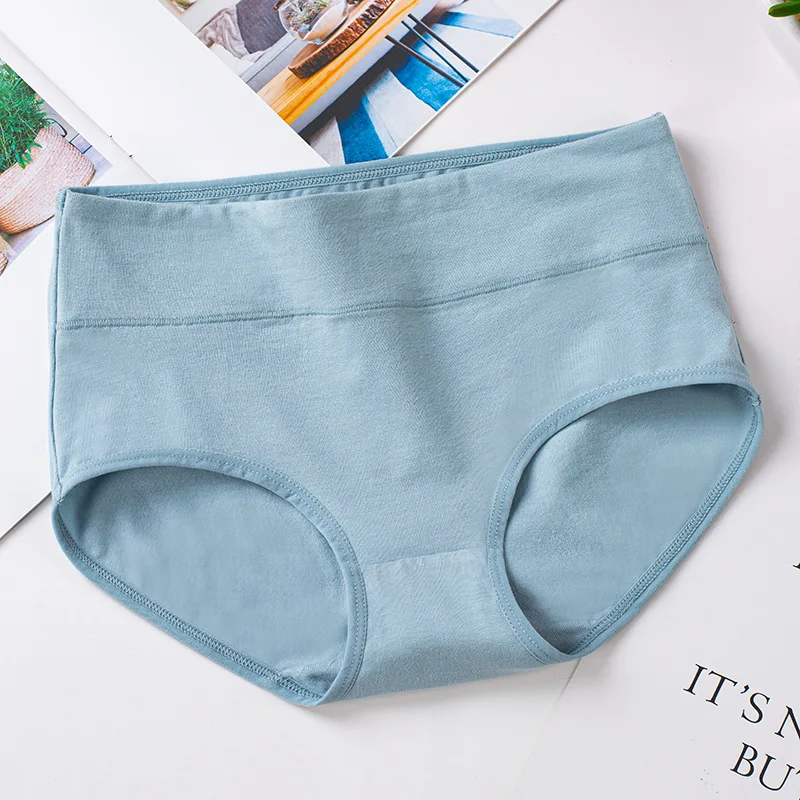 Pure Color Combed Cotton Panty High Waisted Panty Seamless Comfortable Warm Intimate Lingerie For Women Girls Underpant Panties