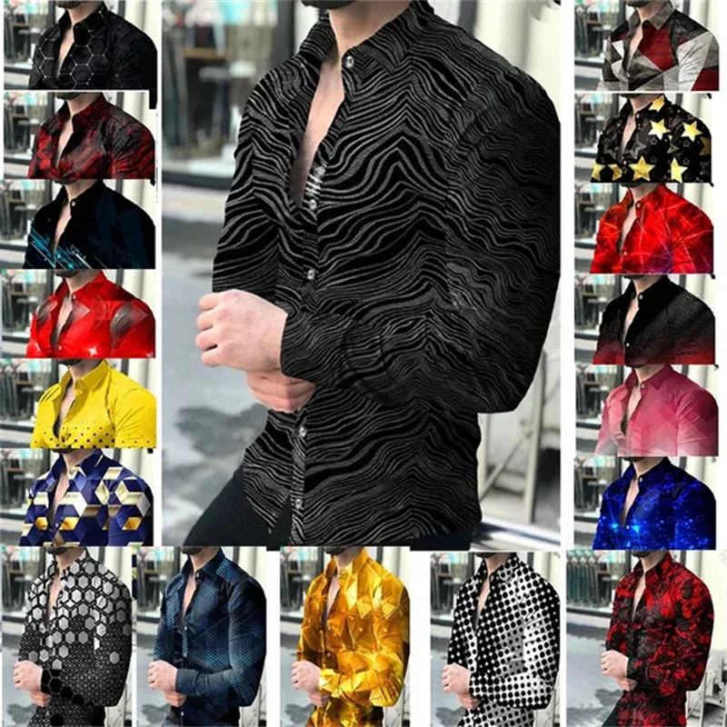 

2023 Luxury Shirt Spring Autumn Men's European and American Fashion 3D Printed Shirt Casual Loose Cardigan Long Sleeve Shirt 6XL