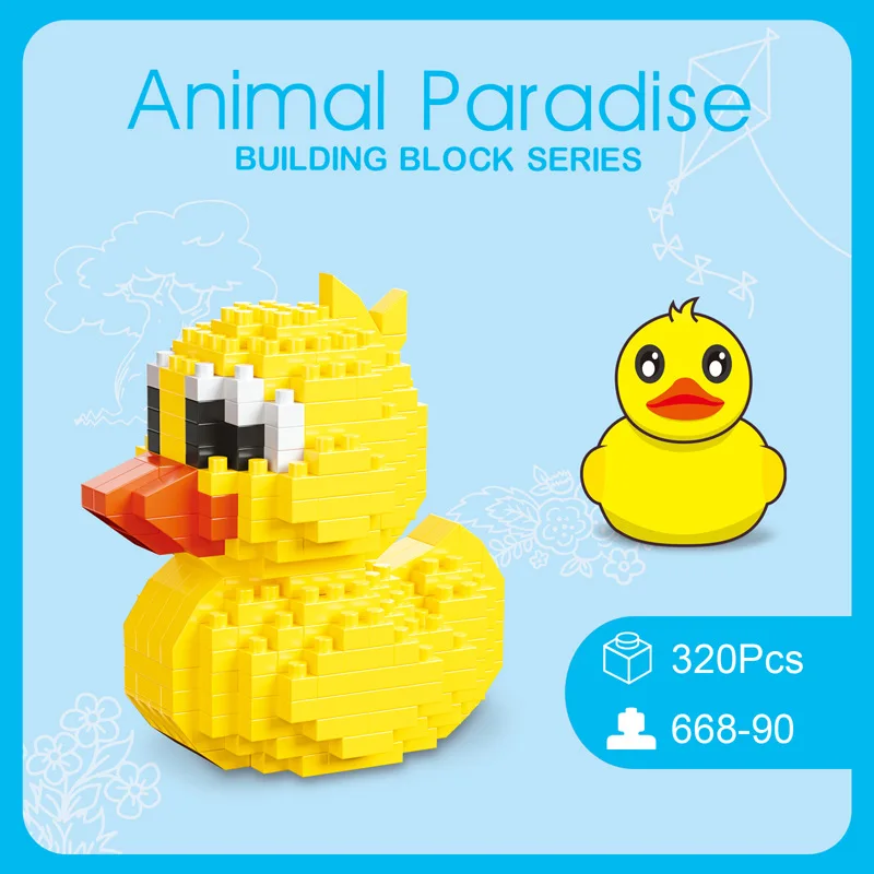 

Kawaii Animal Model Building Blocks Assembled Panda Snail Parrot Yellow Duck Hamster Micro Bricks Toys For Kids Christmas Gift