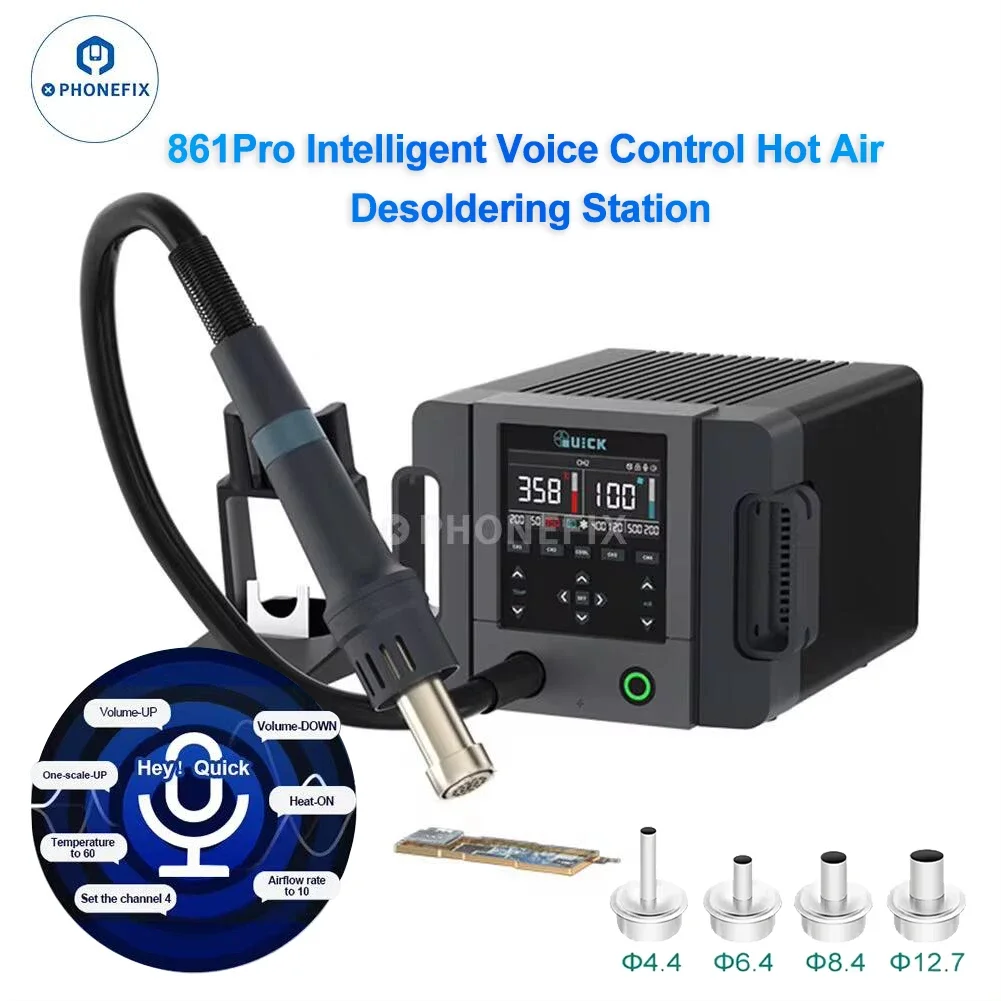 QUICK 861Pro Hot Air Desoldering Station Smart Voice Control for Phone BGA PCB SMD Chips Soldering/desoldering Repair