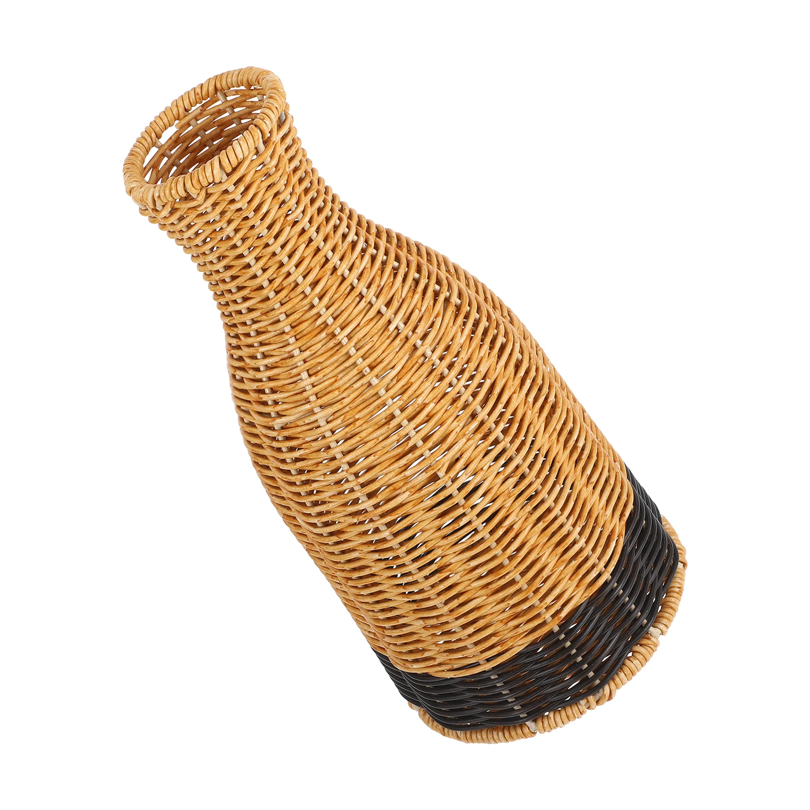 

Vintage Vase Decorative Weaving Light Brown Plastic Flower Basket Rustic Minimalist Desk Vase Living Room Accessories