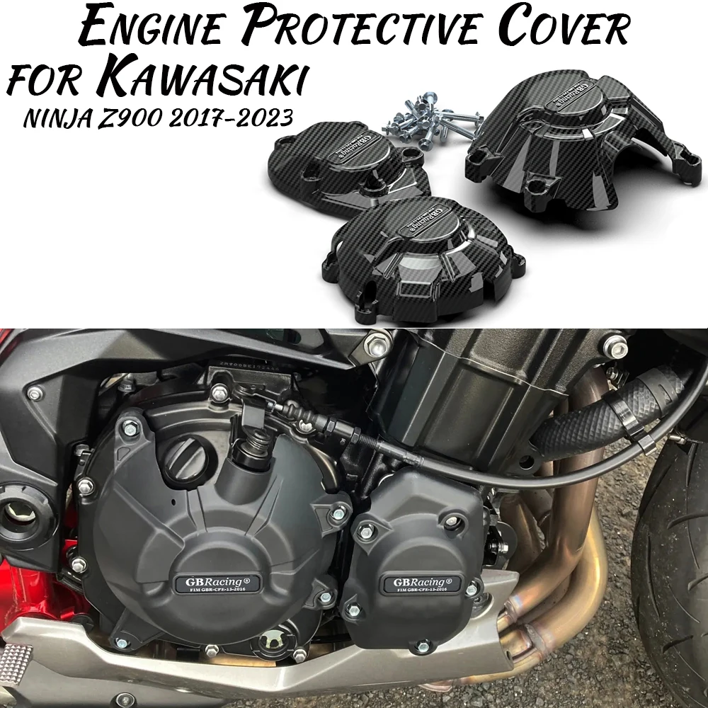 

Motorcycle Engine protective cover for Kawasaki NINJA Z900 2017-2023 carbon fiber printing