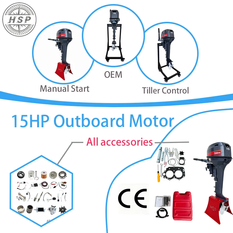 Durable Type Marine Aluminum Alloy OEM 15HP 2 Stroke Outboard Motor For Recreational Speedboat Full Set Accessories In Stock