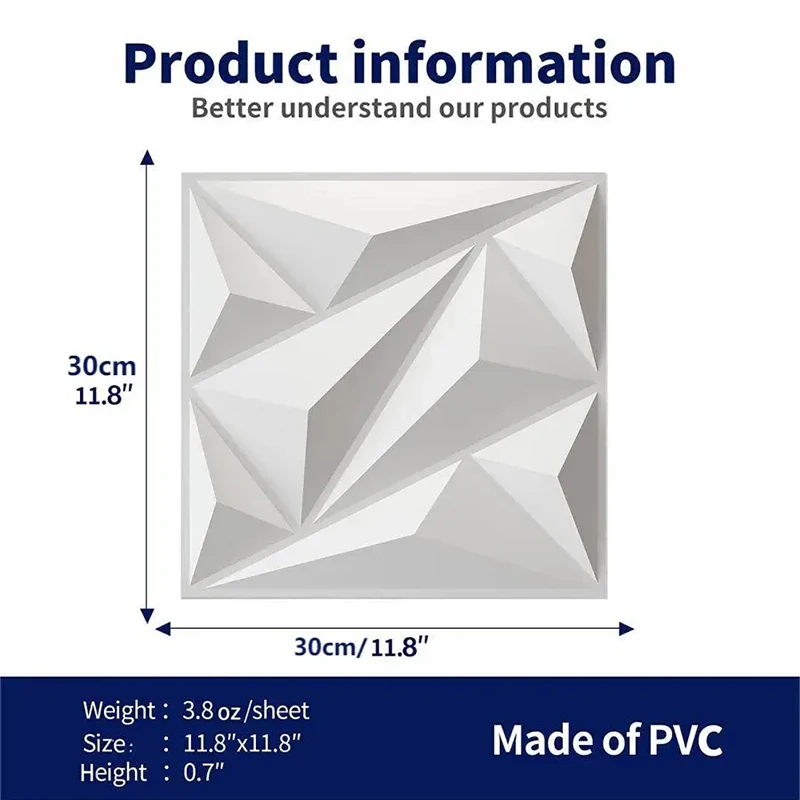 E스포츠 게임 3D 아트 벽 패널 PVC 방수 스티커, 타일 다이아몬드 디자인, DIY 홈 장식, 11.81 인치 X 11.81 인치, 12 개