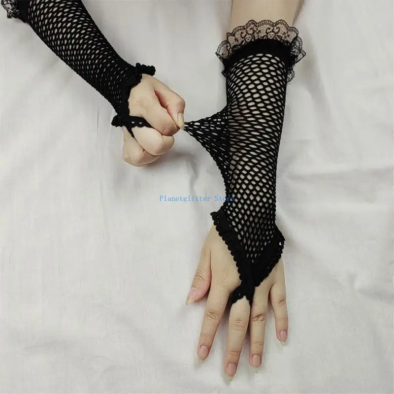 

652B Popular Gloves Lace Trim Gloves For Party And Stage Performances Lover