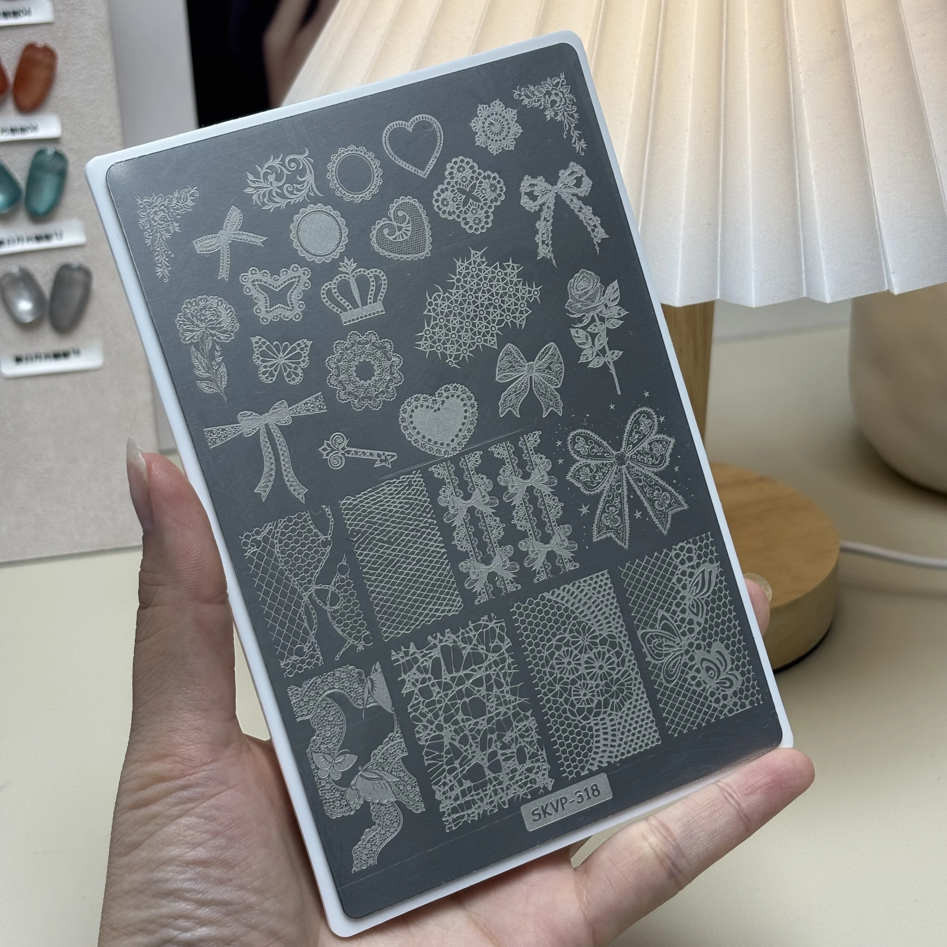 ネイルスタンピングプレート弓パターンローズパターンスターパターンストライプ背景パターンスタンプテンプレートプレートステンシル DIY ネイルツール