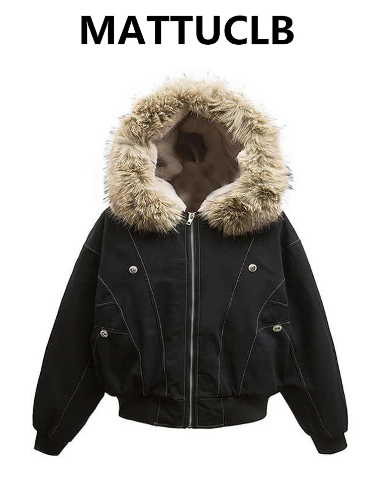الشتاء المرأة الحملان الصوف هوديي سترة الأمريكية الرجعية فو الفراء أبلى معطف Y2k الكورية موضة 2000s شارع العليا سميكة الدافئة #1