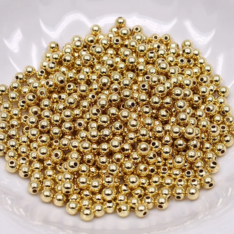 3mm 4mm 100pcs 6mm 30pcs Round Metal Beads Metal Copper Smooth Ball Loose beads for Jewelry Making DIY Bracelet Accessories