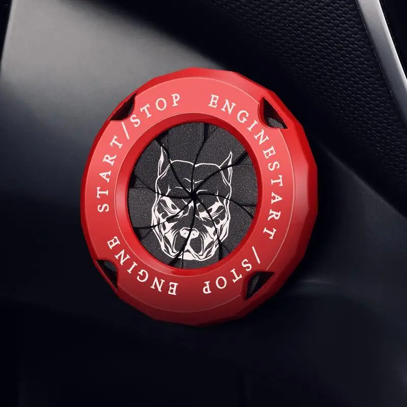 Car Engine Start Button Cover Alloy One-touch Start Button Cover Dog Pattern Auto Start Stop Button Protection Cover Car Decor