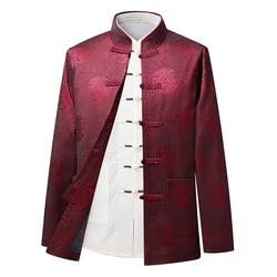 ARC Tang Jacket for Elderly Men Father Long Sleeve Jacket Millennium Tang Suit Grandpa Birthday Country Birthday Coat
