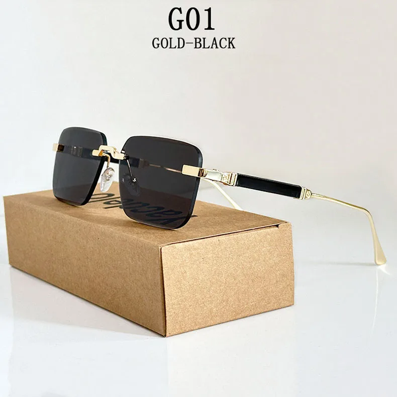 Neue 2024 Quadratische Sonnenbrille Frauen Trendy Vintage Designer Randlose Sonnenbrille Für Männer Urlaub Mode Gläser Lentes De Sol Mujer – Detail 1