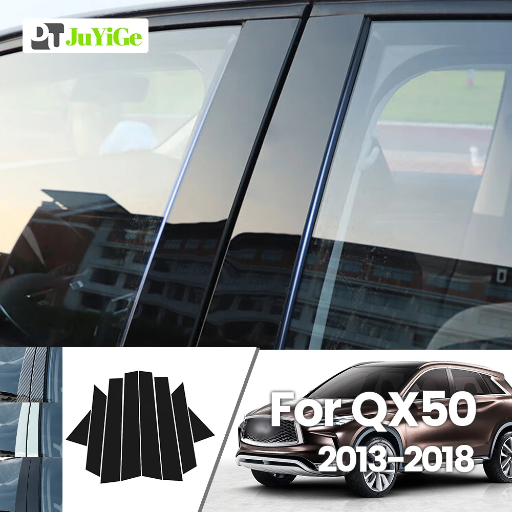 

For Infiniti QX50 2013-2018 2014 2015 2016 2017 Bright Black Carbon Fibre Window Door B C Sticker