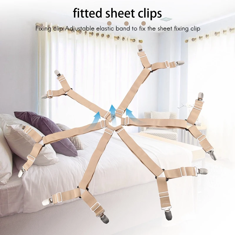 Bed Sheet Holder Straps Adjustable Elastic Band Fitted Bed Sheet Holder Fasteners Suspenders Clip For Full Size Mattress