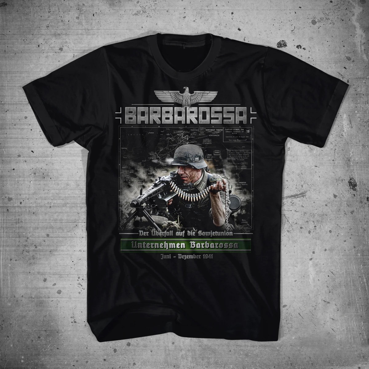 

Barbarossa WWII Wehrmacht Machine Gunner T-Shirt 100% Cotton O-Neck Short Sleeve Summer Casual Mens T-shirt Retro Streetwear