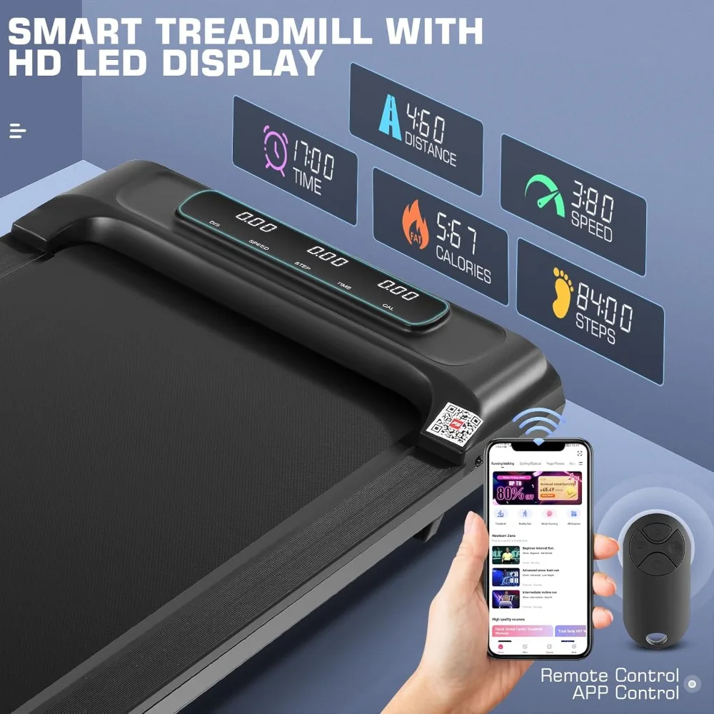 Walking Pad Treadmill 300 Lb Capacity Portable Treadmills for Home Office, LED Display/Ultra-Quiet/Installation-Free