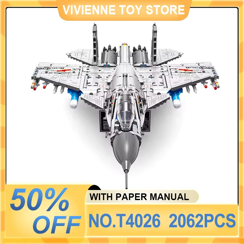 TGL T4026 Technical Fighter J-15 Plane Building Blocks Set MOC Military Educational DIY Bricks Children Boys Toys Christmas Gift