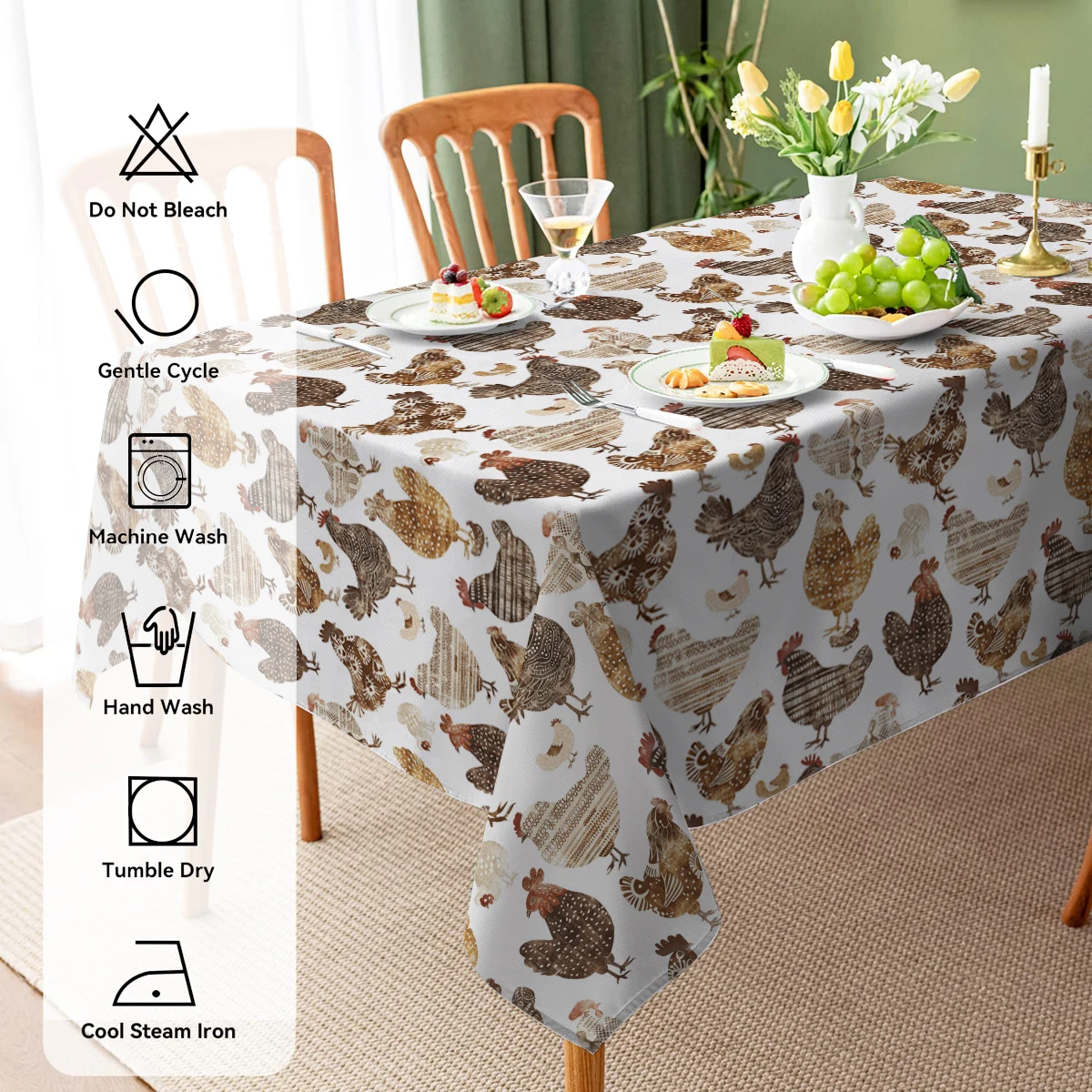 Chicken Farm House Watercolor Rectangle Polyster Tablecloth Festival Party Decoration Home Decoration Dining Room  Furnishings