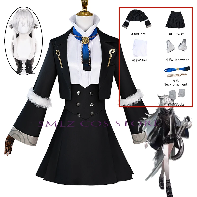 Young Lappland Cosplay Game Arknights Costume Operator Childhood Lappland Uniform Coat Skirt Wig Suit Woman for Party Play