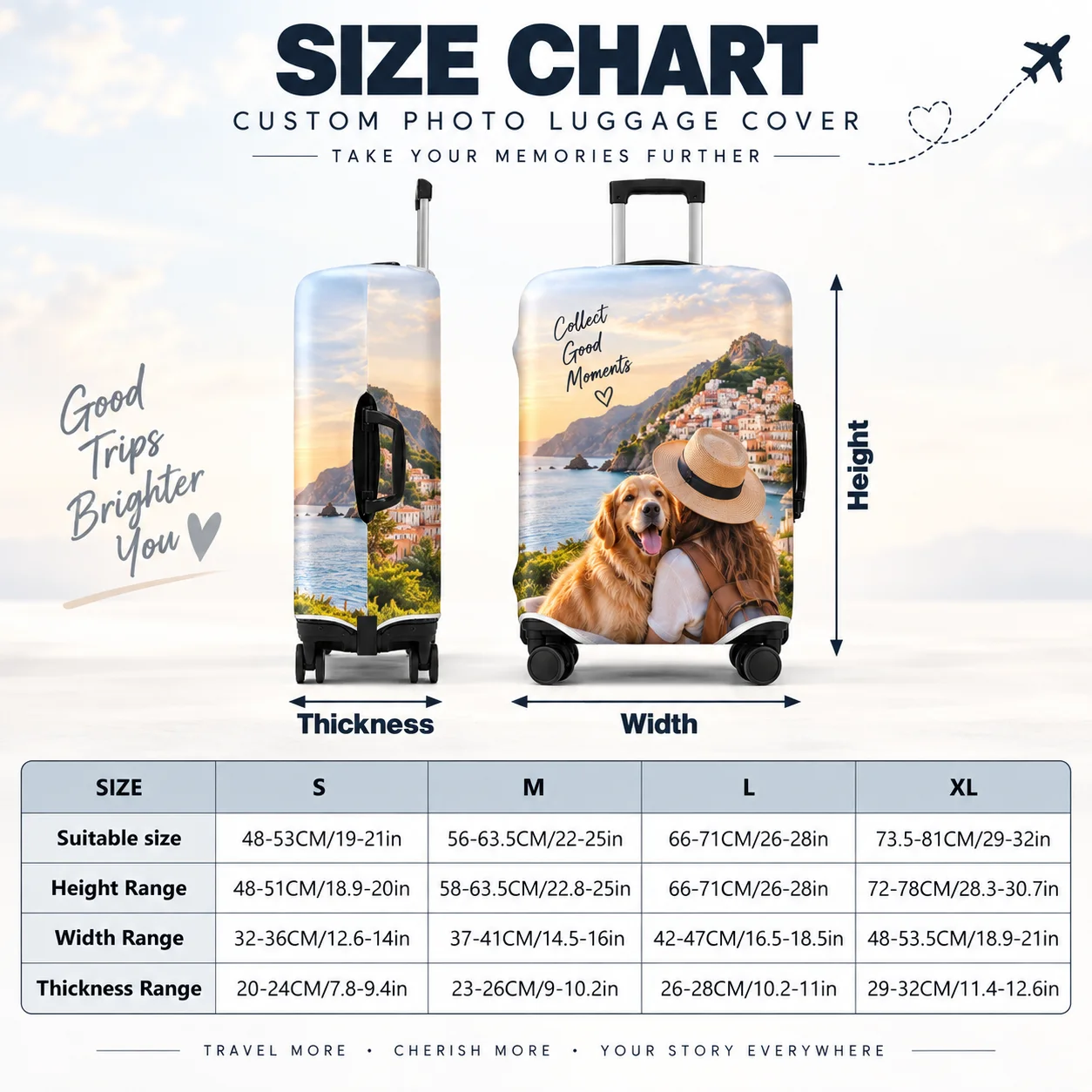 Custom Photo Luggage Protective Cover Personalized Printed Polyester Suitcase Sleeve Elastic Dust‑proof Luggage Skin Double-side