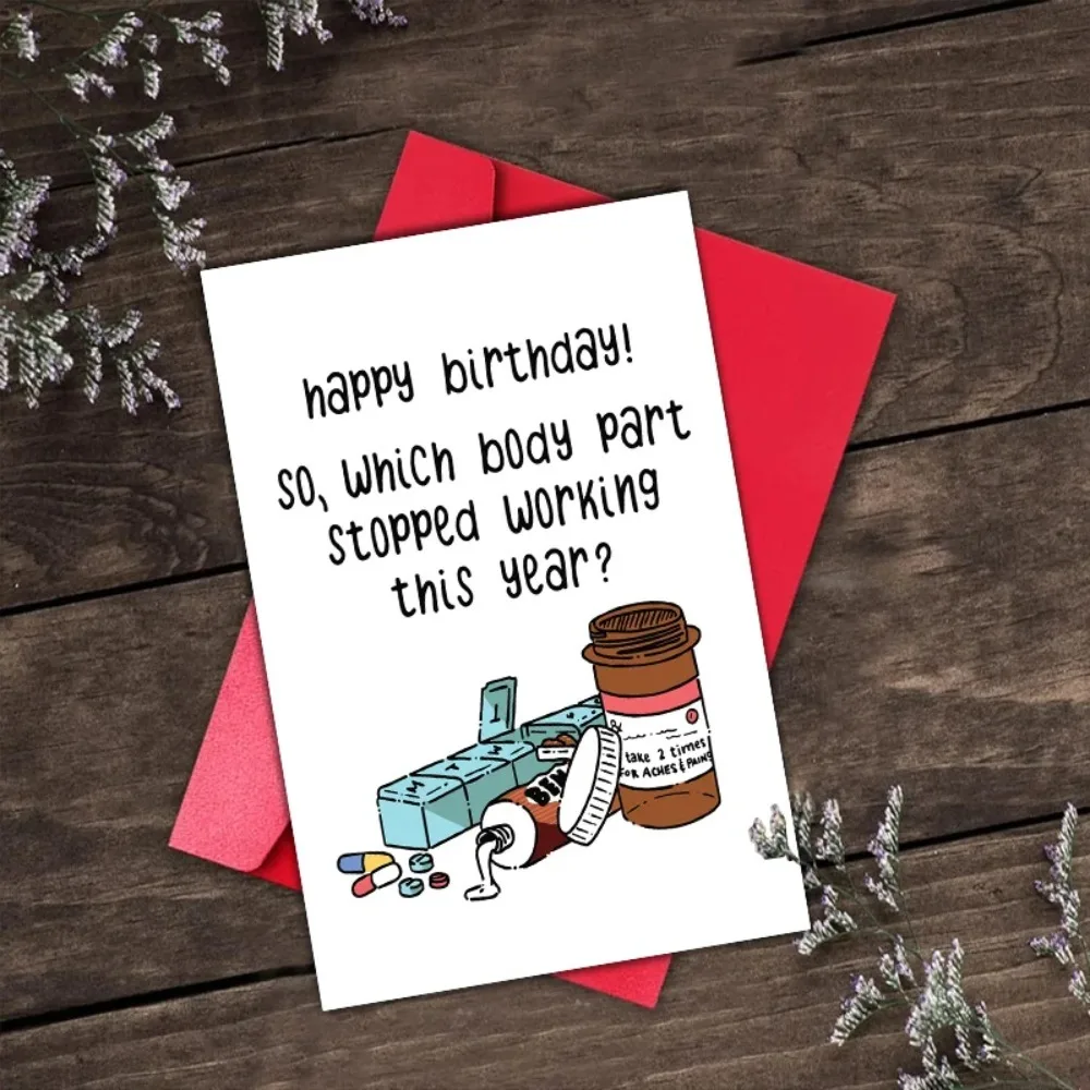 Funny Birthday Card with Funny Pill Pattern Creative Greeting Card. The Perfect Gift for Family, Friends and Co-workers.