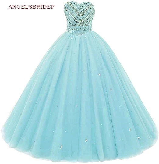 

ANGELSBRIDEP Luxury Crystals Beaded Sweetheart Quinceanera Dresses Vestidos De 15 Anos Abendkleider Princess Party Gowns