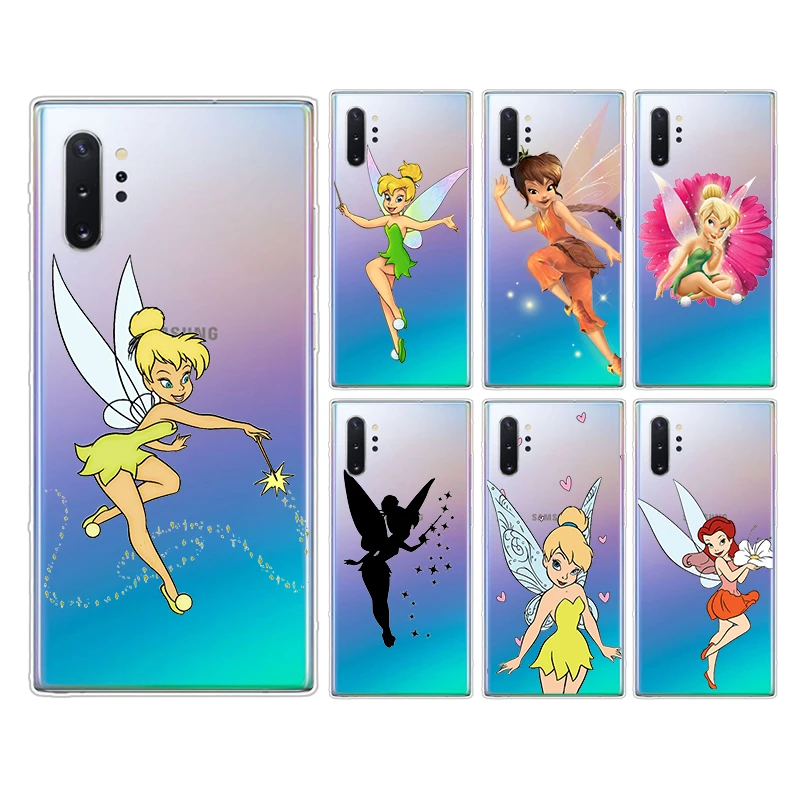 Cute Tinkerbell Art Transparent For Samsung Galaxy Note 20 10 9 8 Plus Ultra Lite M52 M31 M20 M21 M32 M12 Phone Case