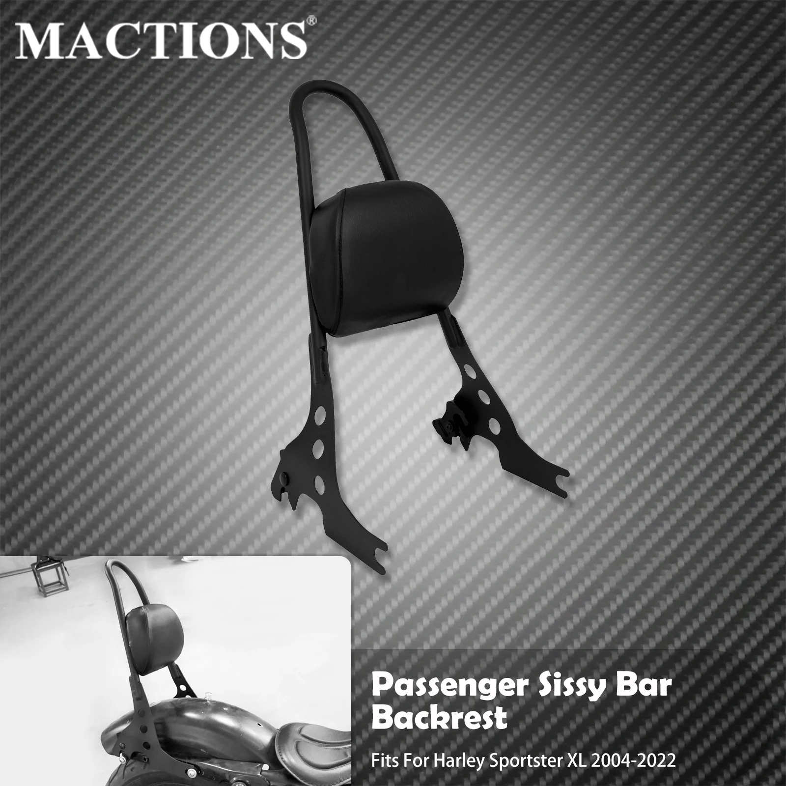 Oparcie pasażera motocykla Sissy Bar zdejmowane tylne oparcie dla Harley Sportster XL 883 Iron 1200 72 48 Super Low 2004-2022