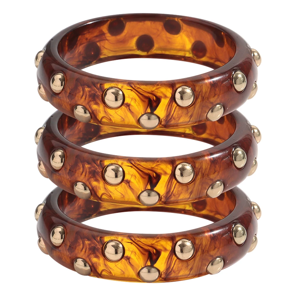 Vintage Bernstein Harz Geometrische Chunky Armreif Armbänder für Frauen Acryl Stapelbare Breite Armreifen Herbst Winter Schmuck – Detail 1