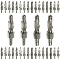 40PCS 4mm Banana Plug with Thread 3mm / 4mm for Panel Mount M3 / M4 Bolt Fitted Uninsulated Adaptor Connector Plugs