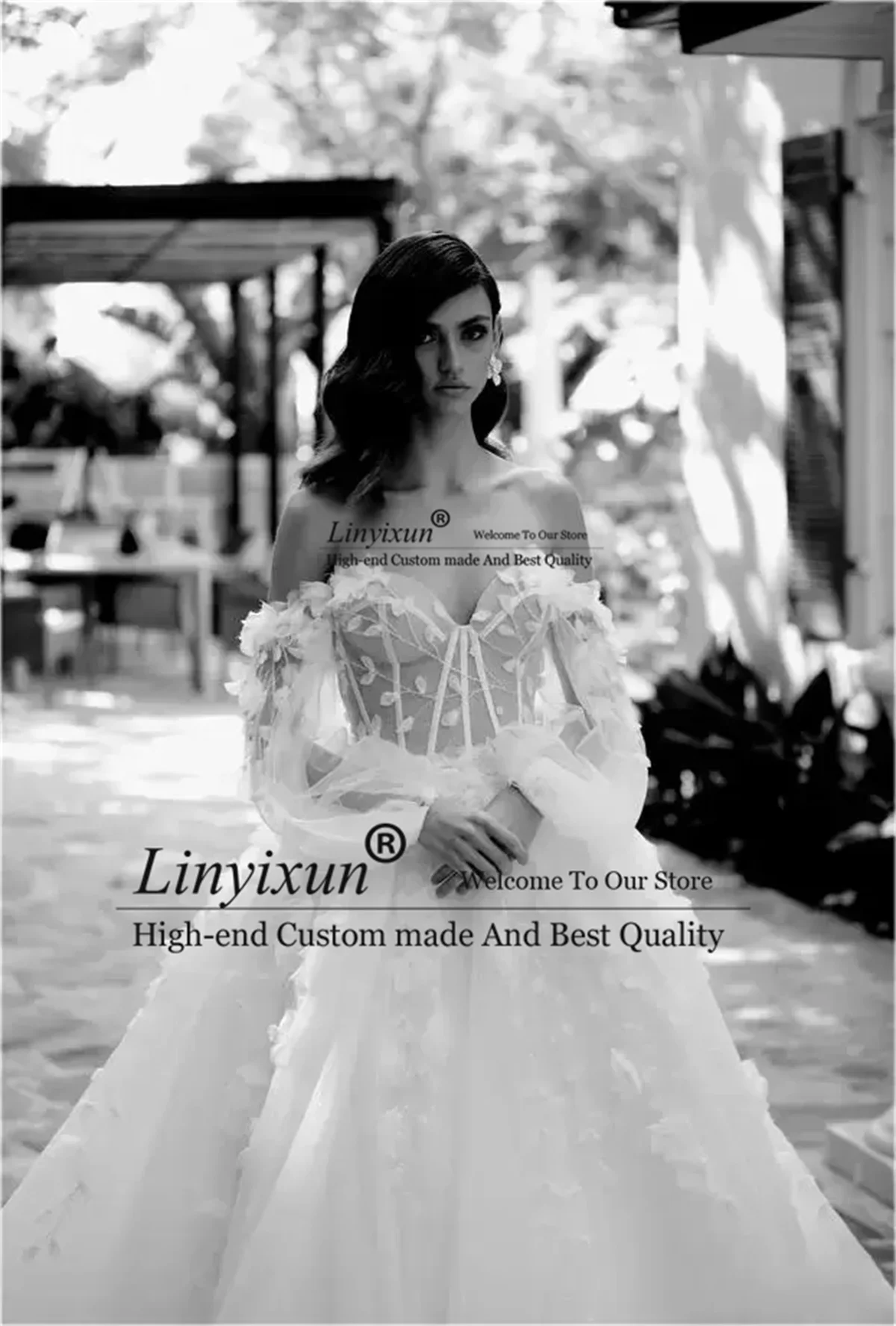 Elegant Beach Lace Wedding Dresses Off The Shoulder 3D Floral Appliqued Bridal Gowns Long Sleeve Sweep Train vestidos de novia