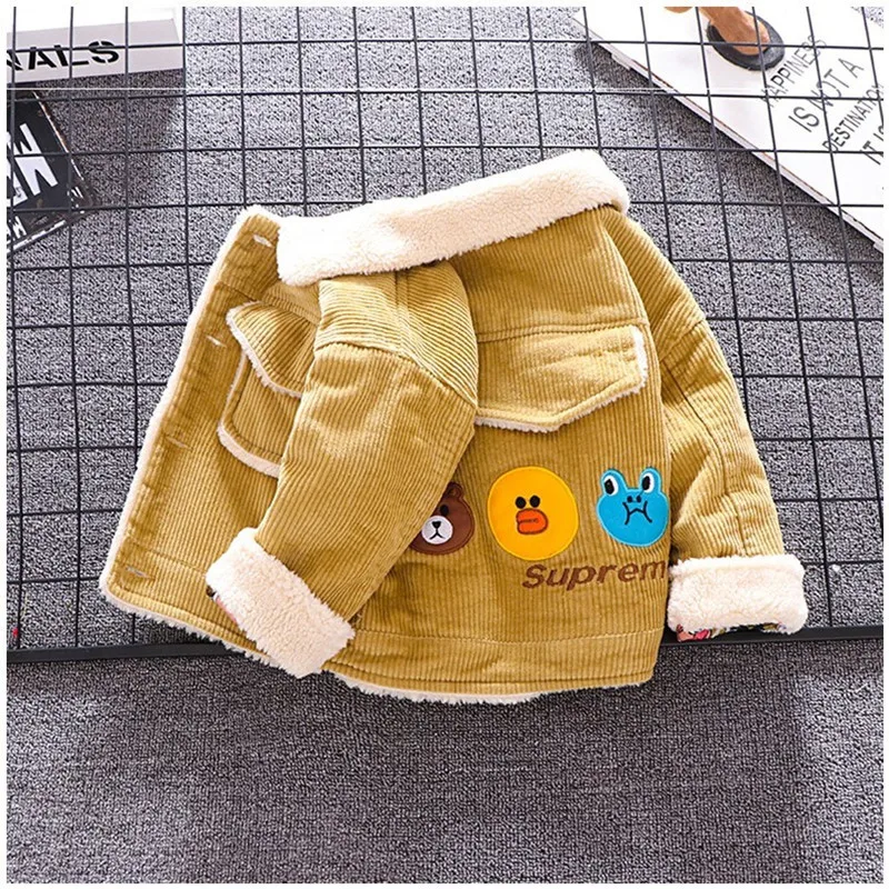 ملابس اطفال Plush Children\'s Clothing Autumn Winter Warm Baby Boys Clothing Cartoon Down Cotton Jacket Casual Boy Coat Outerwear