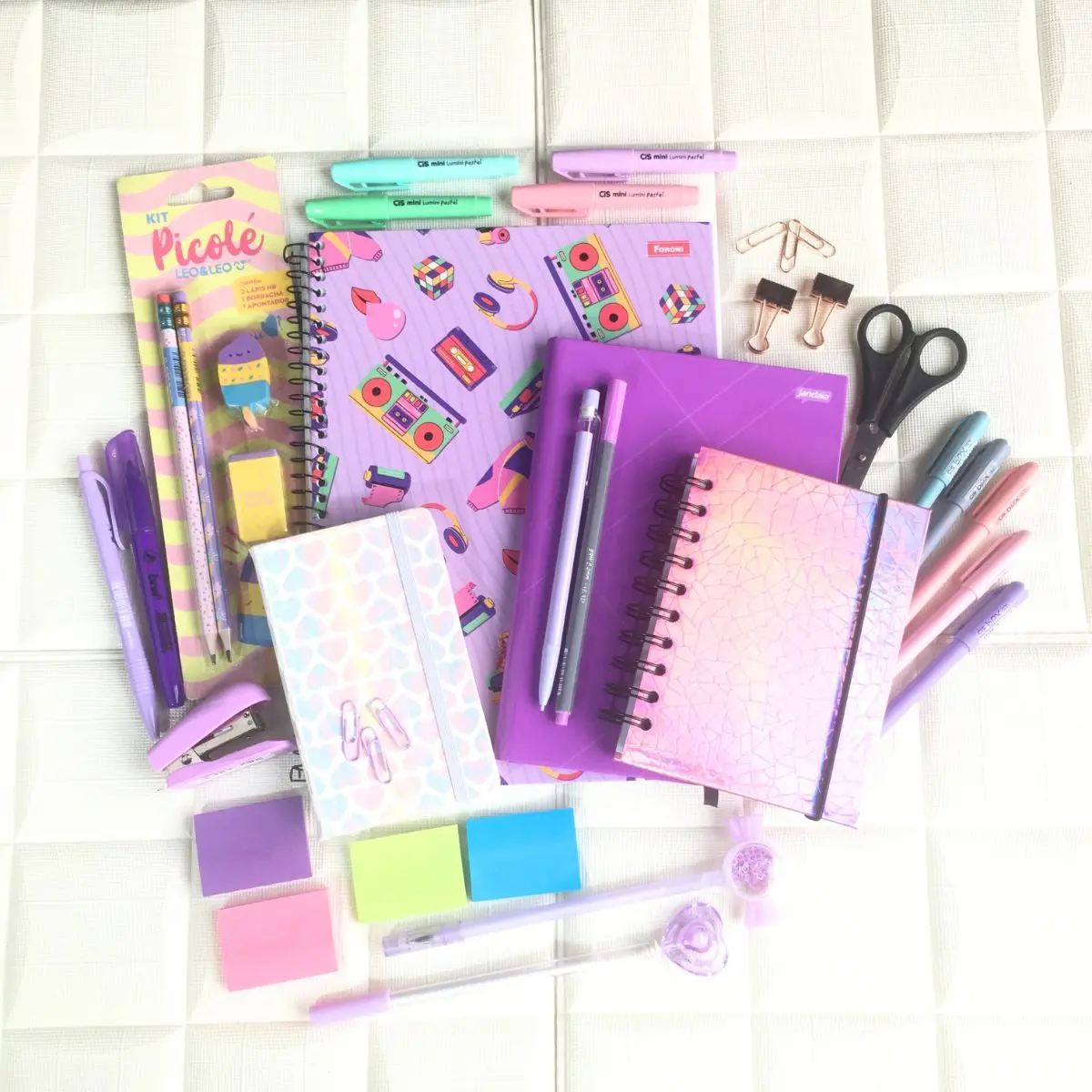 COMBO MASTER Stationery Kit Super Neon Lilac Pastel Purple Tones