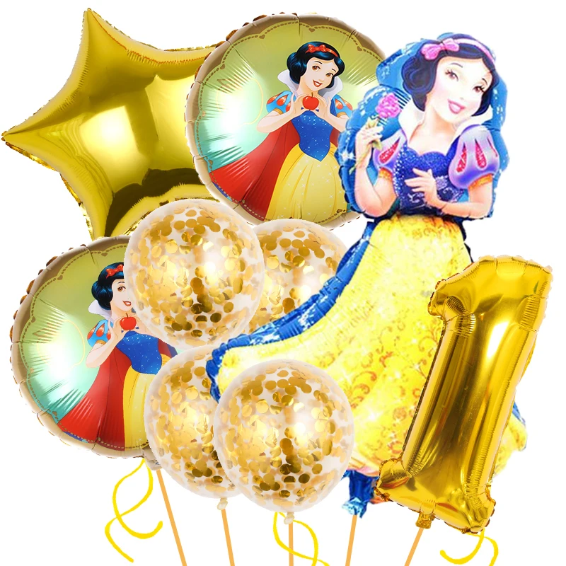 Snow White Foil Balloons Set Happy Birthday Party Decoration Disney Snow White Girls Party Gifts Supplies 12inch Latex Globlos