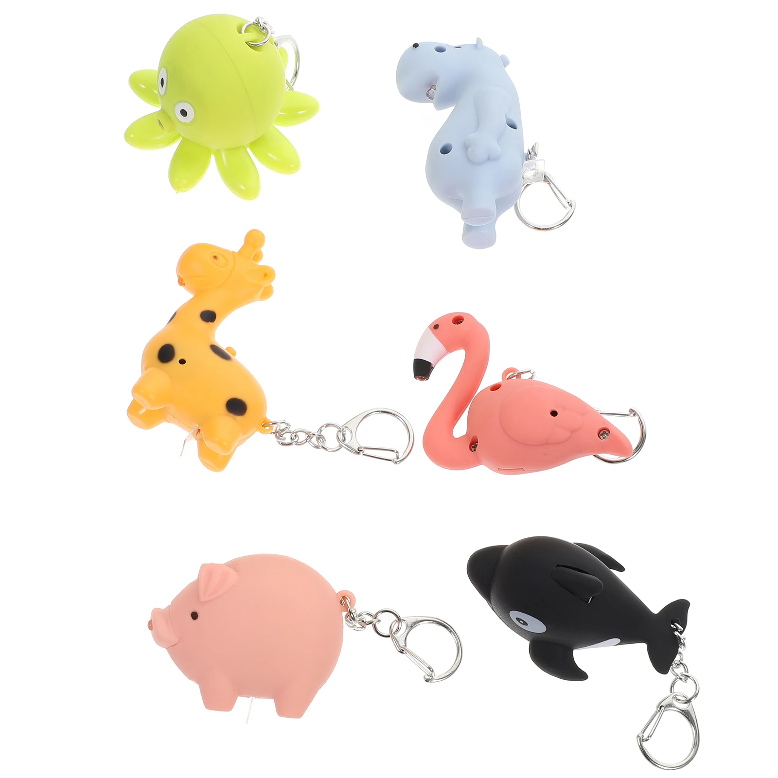 

6 Pcs Animal Flashlight Keychains Cute Mini LED Pediatric Trend Keychain Light Badge Lights Nurse Accessories Kids Gifts