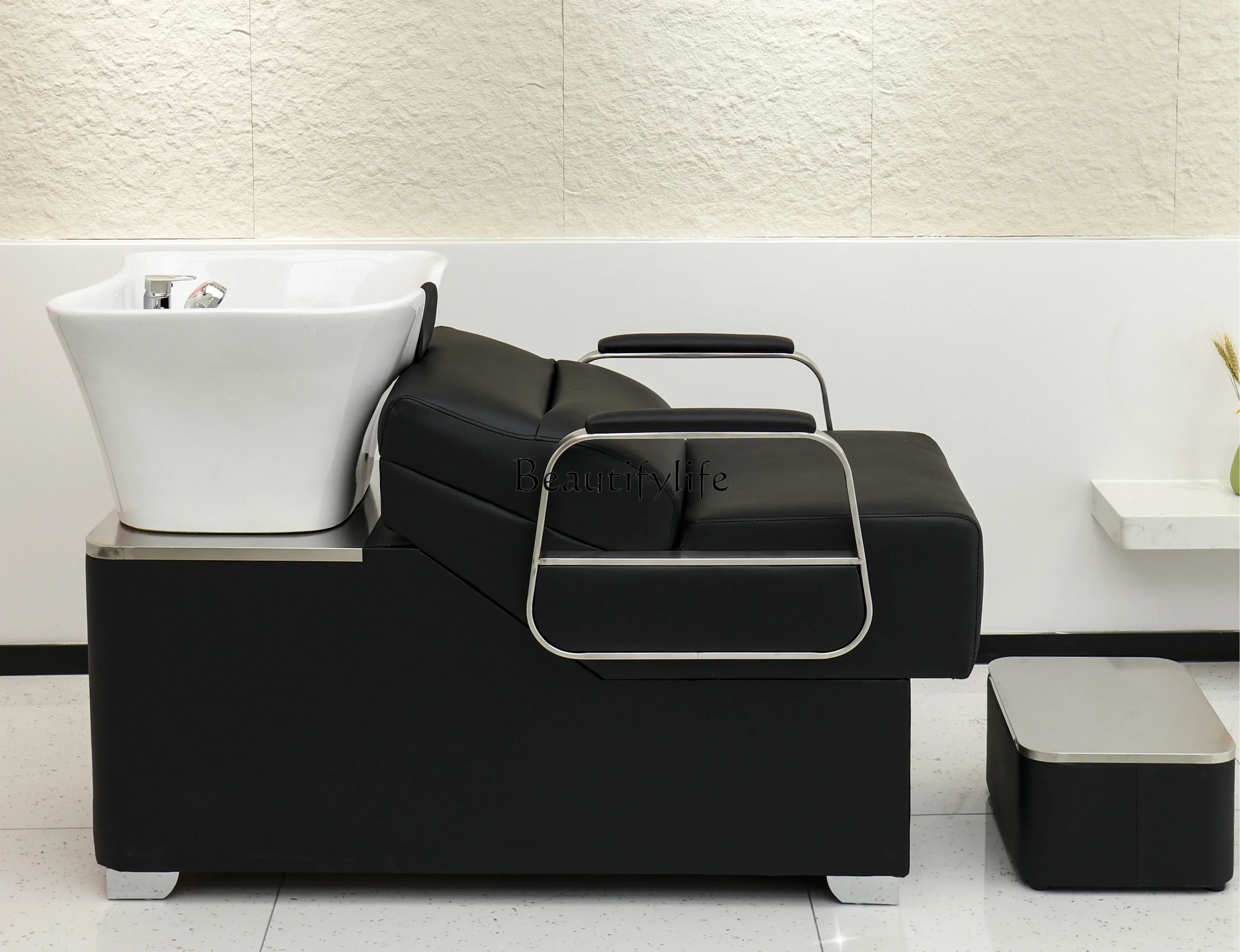 

Shampoo Chair Salon Ceramic Deep Basin Simple Lying Half Flushing Bed