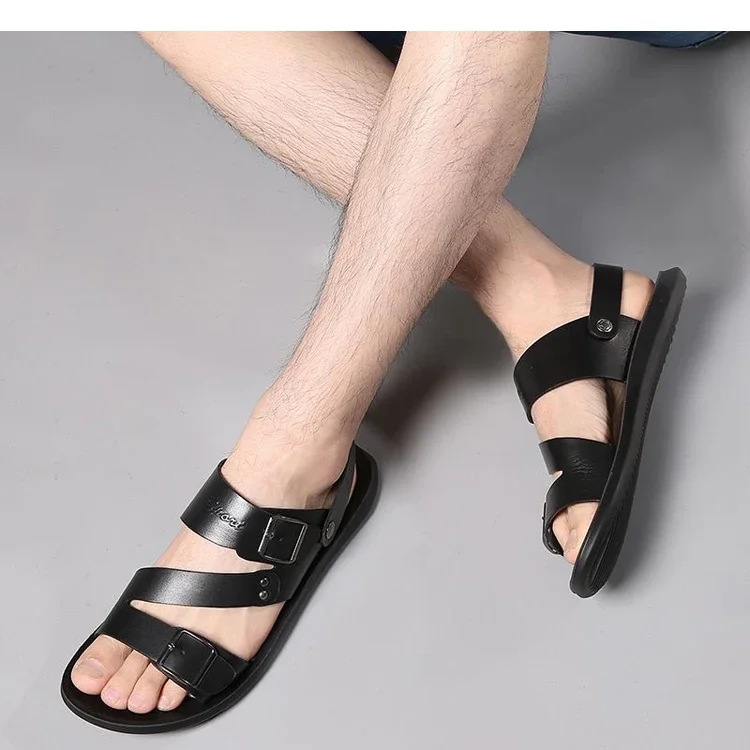Bequeme Herren-Sandalen mit weicher Sohle, rutschfest, verschleißfest, verstellbare Schnalle, atmungsaktiv, lässige Slip-On-Schuhe-HX2024 – Detail 6