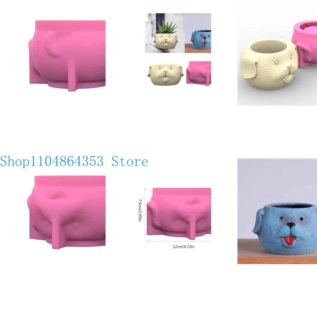 

652F Dog Silicone Clay Craft Molds for Making Concrete Resin Flowerpot