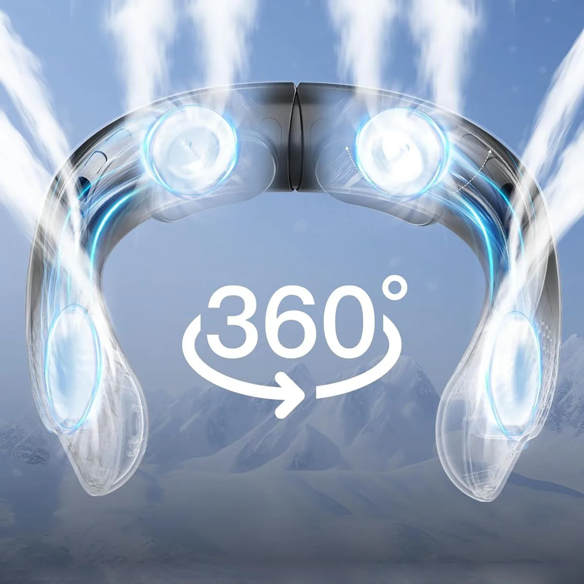 Quad-core USB neck fan, high wind portable turbine bladeless uncooled neck hair dryer
