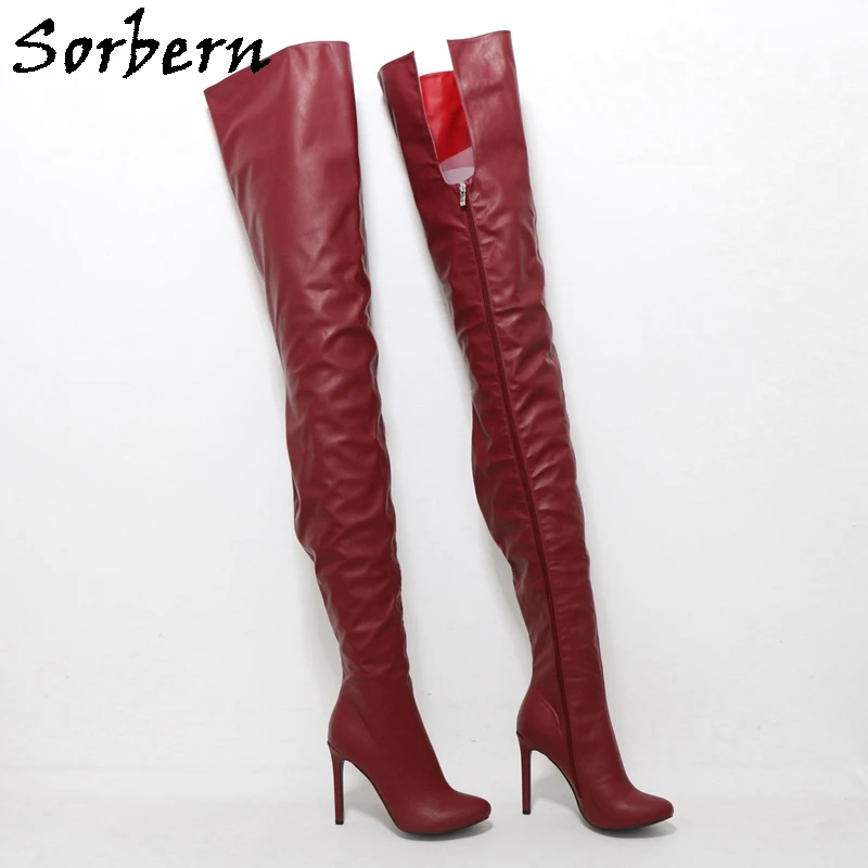 Sorbern Sexy Crotch Thigh Boots Women Unisex Stilettos High Heel Fetish Boot Custom Shaft Length 80Cm Inside/100Cm Outside