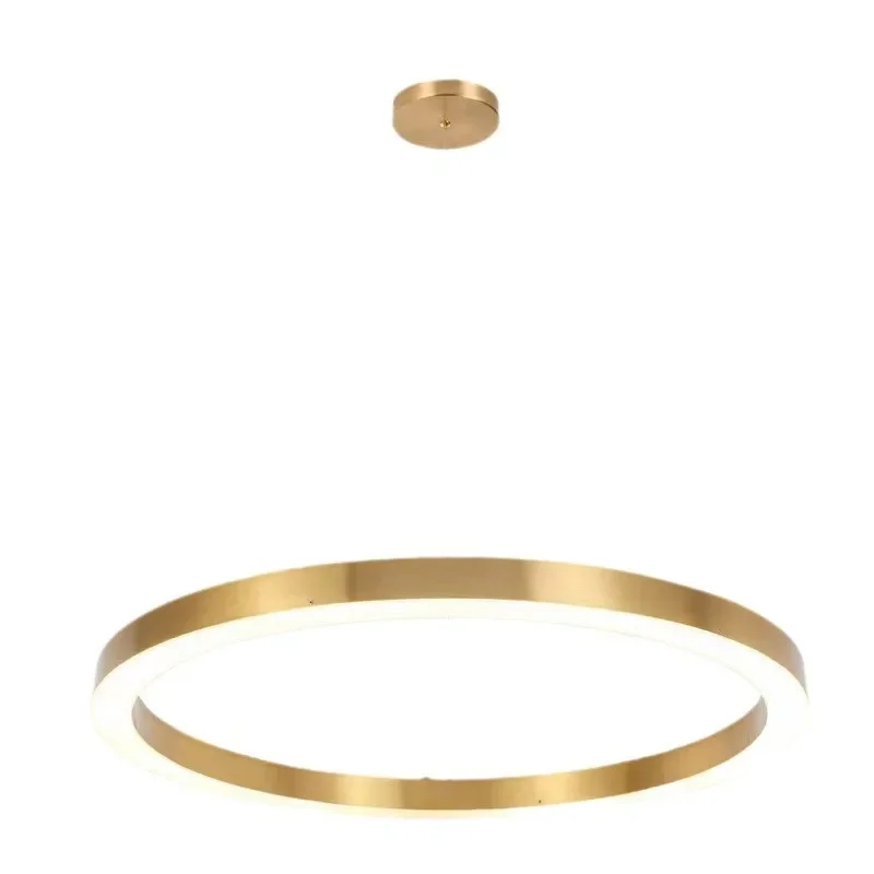 

Light luxury high-end living room chandelier, postmodern simple stainless steel acrylic circle dining room lamp