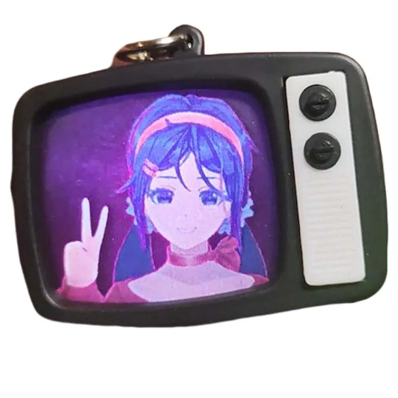 Miside ميتا المفاتيح تضيء التلفزيون مفتاح سلسلة الإبداعية كيرينغ حلية مفتاح سلسلة سيارة قلادة الديكور هدايا عيد ميلاد الاطفال جديد