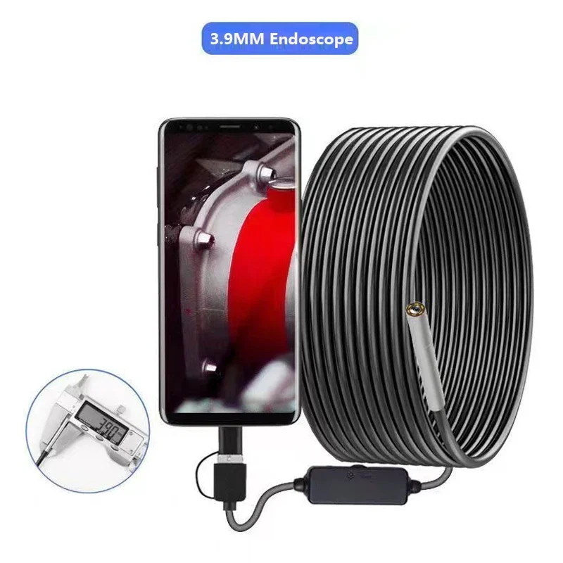 3In1 Endoscope Camera 3.9mm/5.5mm/8mm Snake Sewer Industrial Piping Borescope Car Inspection Endoscopic For Pc Android Type C