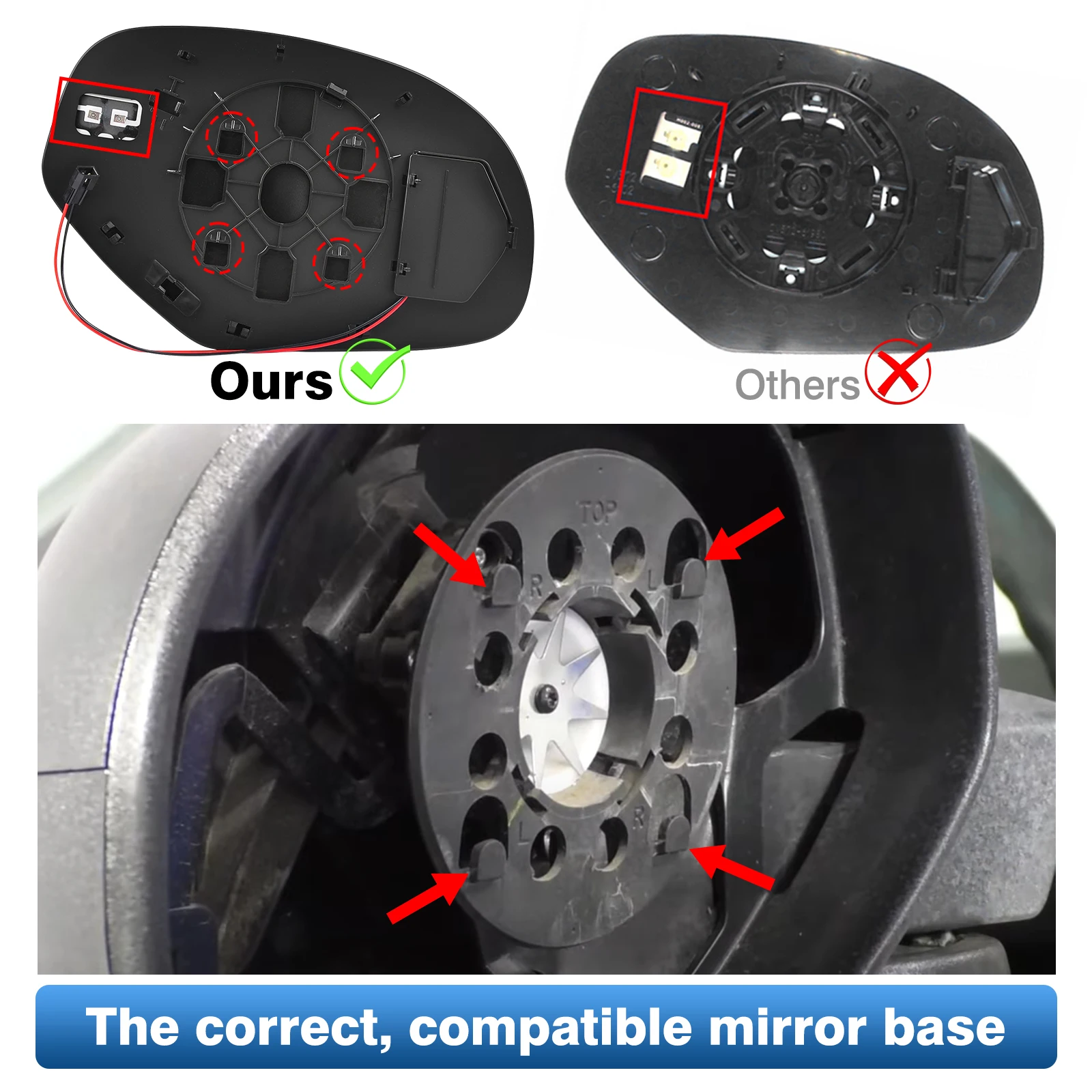 Heated Side Mirror Glass For 2007-2013 Cadillac Escalade Yukon Chevrolet Suburban Silverado GMC Sierra Tahoe Avalanche Sierra