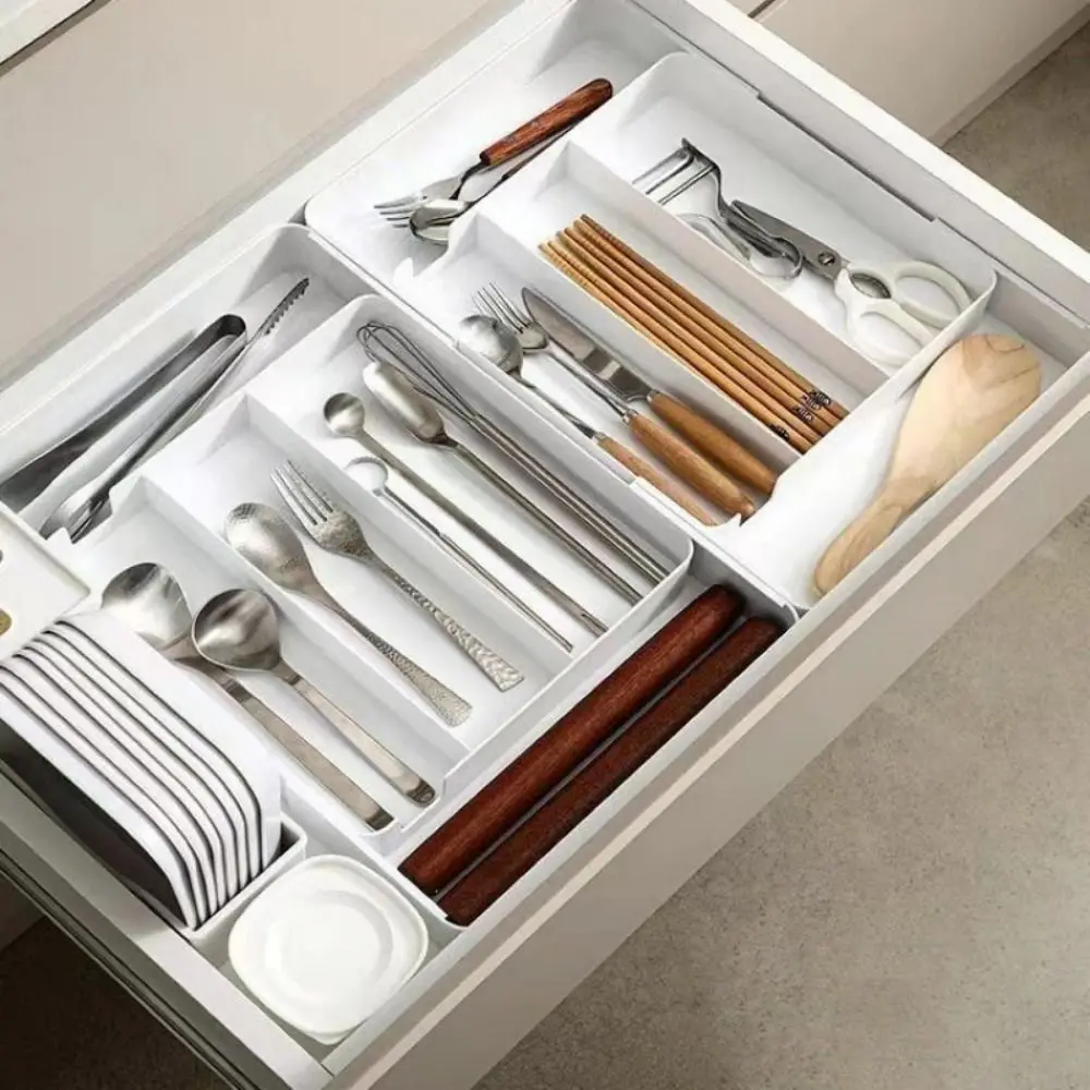

Scalable Cabinet Storage Drawer Compartment Retractable Stationery Container Decoration PET Plastic Hidden Drawer Utensil
