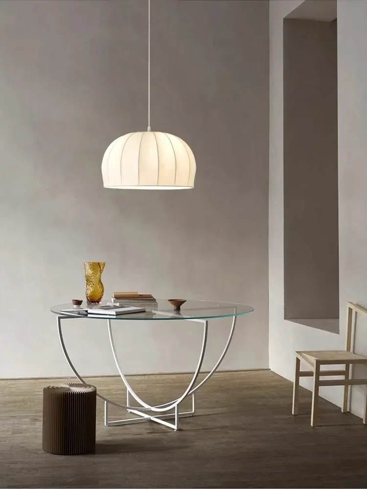 Nordic Wabi Sabi jedwabny wisiorek led światła jadalnia dekoracje domu sypialnia żyrandol Loft lampa wisząca kryty połysk oprawa