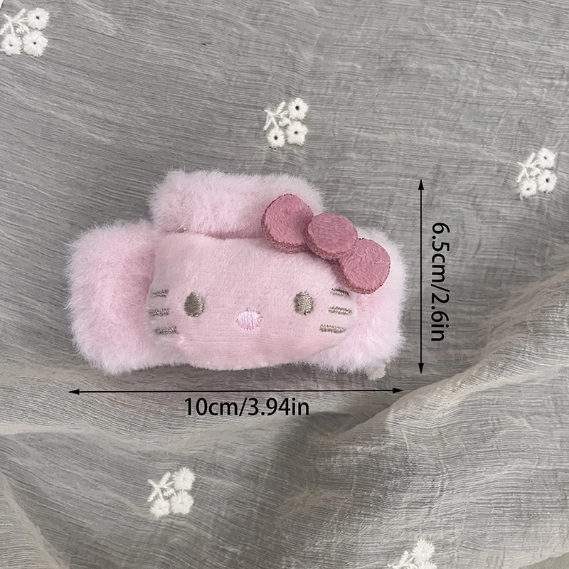 Pinces à cheveux en peluche Sanurgente Hello Kitty pour femmes et filles, griffes mignonnes, chaudes et douces, cadeaux d'anniversaire pour enfants